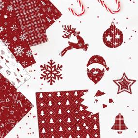 img 1 attached to Красно-белый набор MIAHART из 45 листов с рождественским рисунком - двухсторонняя праздничная декоративная бумага для скрапбукинга и изготовления открыток с 10 уникальными рисунками формата A4