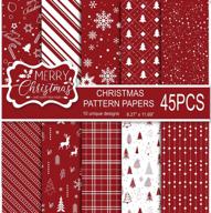 red and white miahart 45 sheet merry christmas pattern paper set - double-sided festive decorative craft paper for scrapbooking and card making with 10 unique designs in a4 size logo