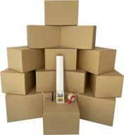 uboxes moving kit - 14 brown kraft boxes, packing supplies, and tape for a spacious room move 标志