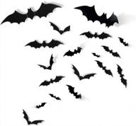 72pcs kizh christmas 3d bat decoration - 4 размера пвх-декоративных страшных летучих мышей для домашнего декора и вечеринок в помещении в качестве наклеек на стены, оконных наклеек и праздничных принадлежностей логотип