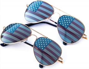 img 4 attached to Patriotic American Flag Mirror Sunglasses - Stand Out With Goson Decorative Novelty Shades!