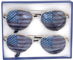 img 1 attached to Patriotic American Flag Mirror Sunglasses - Stand Out With Goson Decorative Novelty Shades!