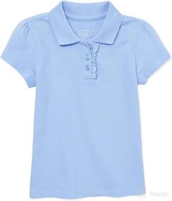 img 4 attached to 👧 The Children's Place Baby Girls and Toddler Girls Short Sleeve Ruffle Pique Polo, Daybreak, 3T: Adorable Style for Little Girls!