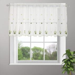 img 4 attached to ZHH Embroidery Valances Countryside Style Cafe Kitchen Window Curtain Floral 1 Panel 70" W X 17" H