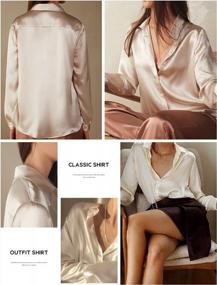 img 1 attached to Women'S Satin Blouse: Button Down Long Sleeve Office Work Top In S-XXL | Bloggerlove