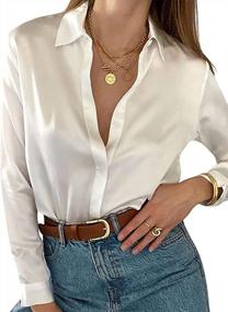 img 4 attached to Women'S Satin Blouse: Button Down Long Sleeve Office Work Top In S-XXL | Bloggerlove