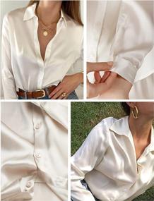 img 2 attached to Women'S Satin Blouse: Button Down Long Sleeve Office Work Top In S-XXL | Bloggerlove