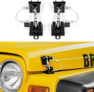 cherocar for jeep stainless steel locking hood latch catch kit for 1997-2006 jeep wrangler tj (black with lock) logo