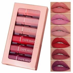 img 4 attached to CCbeauty Matte Lipstick Set 6 Colors Velvet Smooth Nude Lip Stick Waterproof Long Lasting Moisturizer Pigmented Non-Stick Cup Not Fade Pink Lip Makeup Christmas Gift Sets For Her Girls Women