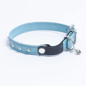 img 3 attached to 🐱 Angel Pet Supplies Genuine Leather Safety Studded Cat Collar: Handmade Elastic Stretch Collar for Kittens to Well-fed Kitties - Lightweight & Strong