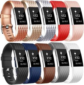 img 4 attached to 10 упаковок спортивных ремешков, совместимых с ремешками Fitbit Charge 2