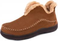 cozy memory foam moccasin slippers for men - comfortable winter indoor/outdoor house shoes with warm fuzzy lining logo