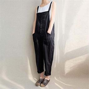 img 3 attached to Womens Overalls Cotton Jumpsuit Rompers Women's Clothing via Jumpsuits, Rompers & Overalls