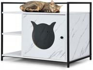 stylish and practical cat litter box enclosure furniture for large cats: petsite's hidden kitty washroom storage bench cabinet end table in white, 30.5 x 21 x 24 inches logo