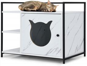 img 4 attached to Стильная и практичная мебель для кошачьих туалетов для крупных кошек: PETSITE'S Hidden Kitty, скамья для хранения в туалете, конечный столик белого цвета, 30,5 X 21 X 24 дюйма