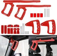 2007-2018 jeep wrangler jk jku unlimited 4 door front and rear roll bar grab handle grips set логотип