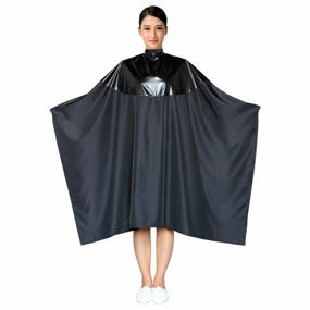 img 3 attached to SMARTHAIR Professional Salon Cape Polyester Haircut Apron Shampoo & Chemical Resistant Haircut Cape,54”X62”,Black,C007013C-B