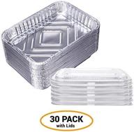7.5 in x 5 in foil drip pans w/ plastic covers 30 pack weber grill compatible- aluminum containers with lids-bulk grease replacement liner trays bbq grill pans and oven refrigerator safe logo