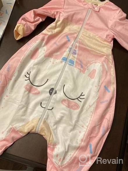 img 1 attached to MICHLEY Kids Winter Wearable Blanket Sleeping Bag Sack With Feet, Long Sleeve Swaddle For Boys Girls, Penguin Design, 5-6 Years review by Chad Aguirre