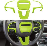 durable green abs steering wheel cover trim for dodge durango, charger, challenger & jeep grand cherokee srt8 - 4 pcs (2014-2019, 2015-2020) logo