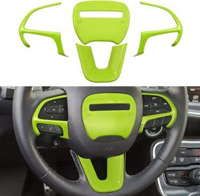 img 4 attached to Durable Green ABS Steering Wheel Cover Trim for Dodge Durango, Charger, Challenger & Jeep Grand Cherokee SRT8 - 4 Pcs (2014-2019, 2015-2020)