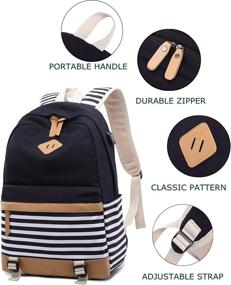 img 1 attached to 🎒 Canvas Stripe College Backpack: Stylish Bookbag for Kids