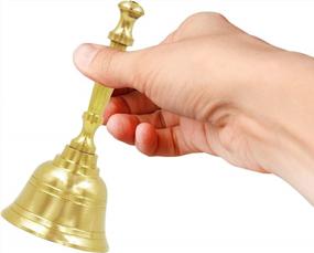 img 1 attached to Solid Brass Hand Bell By Shubhkart - Perfect For Weddings, Events, Alarm & More!