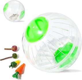 img 4 attached to 🐹 Silent Hamster Exercise Ball - 6 Inch Mini Running Activity Wheel with 4 Chew Toys, Ideal for Hamsters, Gerbils, Mice, and Rats