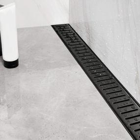 img 4 attached to Neodrain Professional Black 24-Inch Linear Shower Drain Manufacturer With Removable Capsule Pattern Grate, 304 Stainless Steel Rectangle Shower Floor Drain- Adjustable Leveling Feet,Hair Strainer