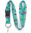 tropical fish premium lanyard with buckle and flat ring by buttonsmith - made in usa for enhanced seo logo