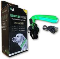 rechargeable led dog collar with ultra bright, 2 light settings in green (large) - 4id lite up logo