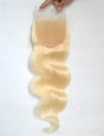 premium quality luwigs 613 blonde 4x4 body wave human virgin hair lace closure - 18 inches, bleached knots, pre-plucked with natural hairline for flawless styling logo