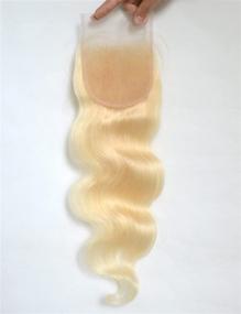 img 4 attached to Премиальное качество Luwigs 613 Blonde 4X4 Объемная волна Человеческие девственные волосы Кружевная застежка - 18 дюймов, отбеленные узлы, предварительно выщипанные с натуральной линией роста волос для безупречной укладки