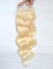 img 2 attached to Премиальное качество Luwigs 613 Blonde 4X4 Объемная волна Человеческие девственные волосы Кружевная застежка - 18 дюймов, отбеленные узлы, предварительно выщипанные с натуральной линией роста волос для безупречной укладки