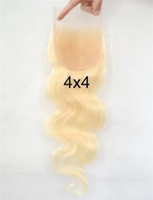 img 3 attached to Премиальное качество Luwigs 613 Blonde 4X4 Объемная волна Человеческие девственные волосы Кружевная застежка - 18 дюймов, отбеленные узлы, предварительно выщипанные с натуральной линией роста волос для безупречной укладки