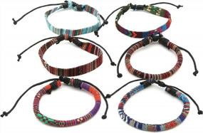 img 2 attached to HZMAN Mix 6 Tribal Wrap Bracelets For Men And Women – Handcrafted Hemp Cords And Ethnic Design Wristbands