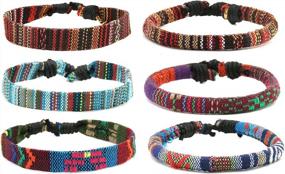 img 4 attached to HZMAN Mix 6 Tribal Wrap Bracelets For Men And Women – Handcrafted Hemp Cords And Ethnic Design Wristbands