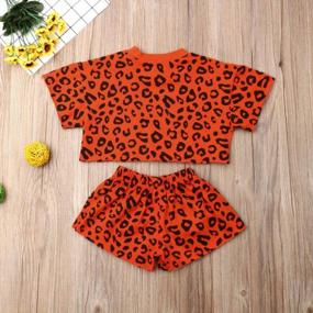 img 2 attached to GuliriFei Toddler Baby Girls' 2-Piece Leopard Print Fall Outfit With T-Shirt And Shorts For Fashionable Style