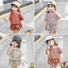 img 3 attached to GuliriFei Toddler Baby Girls' 2-Piece Leopard Print Fall Outfit With T-Shirt And Shorts For Fashionable Style