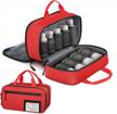 stay organized on the go with the sithon pill bottle organizer: red medicine storage bag with detachable pockets and handle logo