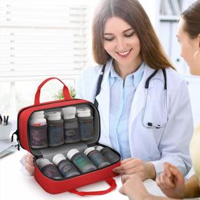img 3 attached to Stay Organized On The Go With The SITHON Pill Bottle Organizer: Red Medicine Storage Bag With Detachable Pockets And Handle