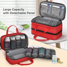 img 1 attached to Stay Organized On The Go With The SITHON Pill Bottle Organizer: Red Medicine Storage Bag With Detachable Pockets And Handle