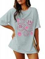 women's oversized summer t-shirt with funny smiles graphic and letter print - meladyan logo