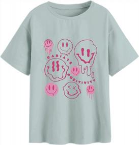 img 3 attached to Women'S Oversized Summer T-Shirt With Funny Smiles Graphic And Letter Print - Meladyan