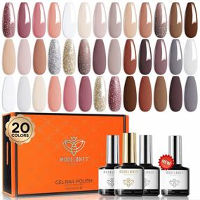 img 4 attached to Modelones 24 Pcs Neutral Gel Nail Polish Kit, 20 Colors Nude Pink Milky White Glitter Brown Nail Polish Gel Set With Bond Primer Glossy & Matte Top Coat Base Coat Soak Off LED Manicure New Year Gifts