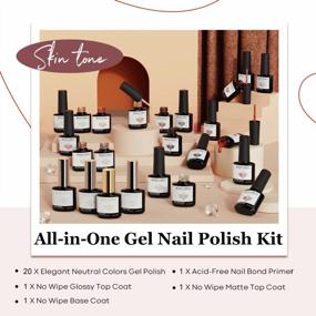 img 3 attached to Modelones 24 Pcs Neutral Gel Nail Polish Kit, 20 Colors Nude Pink Milky White Glitter Brown Nail Polish Gel Set With Bond Primer Glossy & Matte Top Coat Base Coat Soak Off LED Manicure New Year Gifts