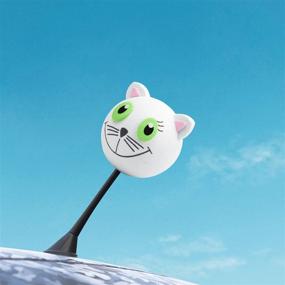 img 3 attached to YGMONER Smile White Cat Car Antenna Topper - Antenna Ball (White Cat)