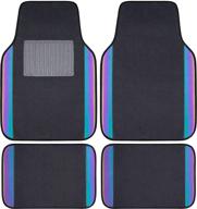 car-grand universal fit carpet and reflective leather car floor mats, set of 4 (black): ultimate protection with superior style logo