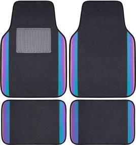 img 4 attached to CAR-GRAND Universal Fit Carpet and Reflective Leather Car Floor Mats, Set of 4 (Black): Ultimate Protection with Superior Style