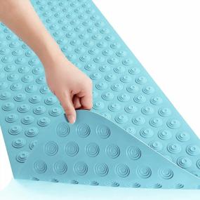 img 4 attached to Extra Long Bath Mat: OTHWAY Non-Slip Rubber Mat With No Suction Cups │Ideal For Refinished Bathtubs│Perfect For Seniors And Kids │39X16Inch Size In Lake Blue